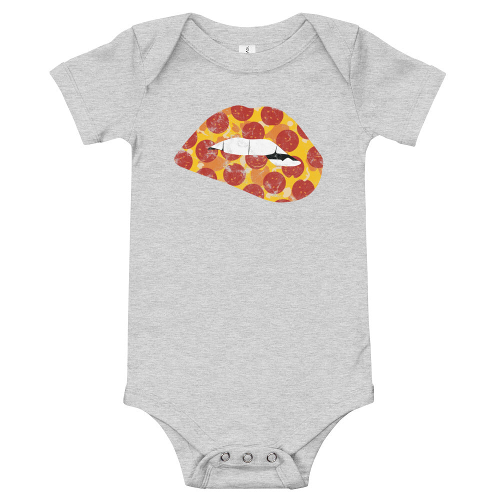 Pepperoni Biting Lip Baby Onesie