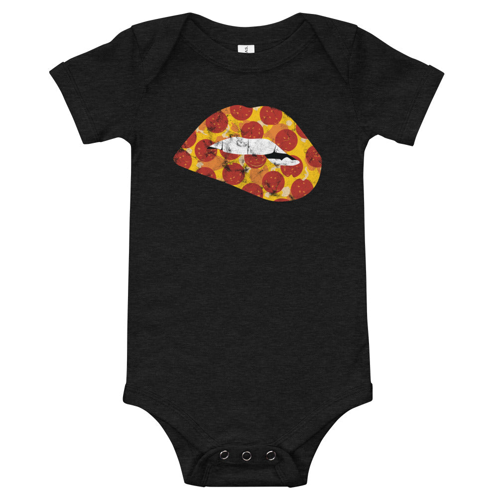 Pepperoni Biting Lip Baby Onesie