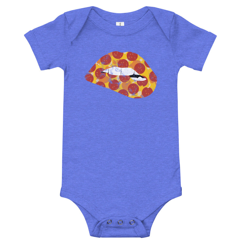Pepperoni Biting Lip Baby Onesie