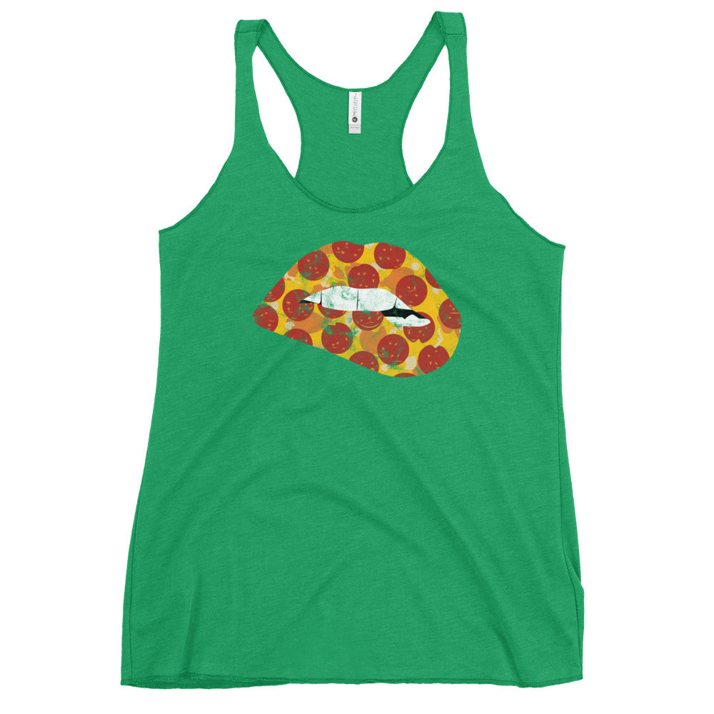 Pepperoni Biting Lip Women&#39;s Racerback Tank