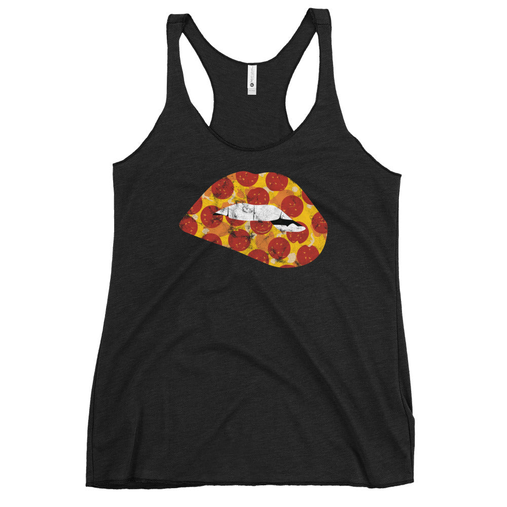 Pepperoni Biting Lip Women&#39;s Racerback Tank