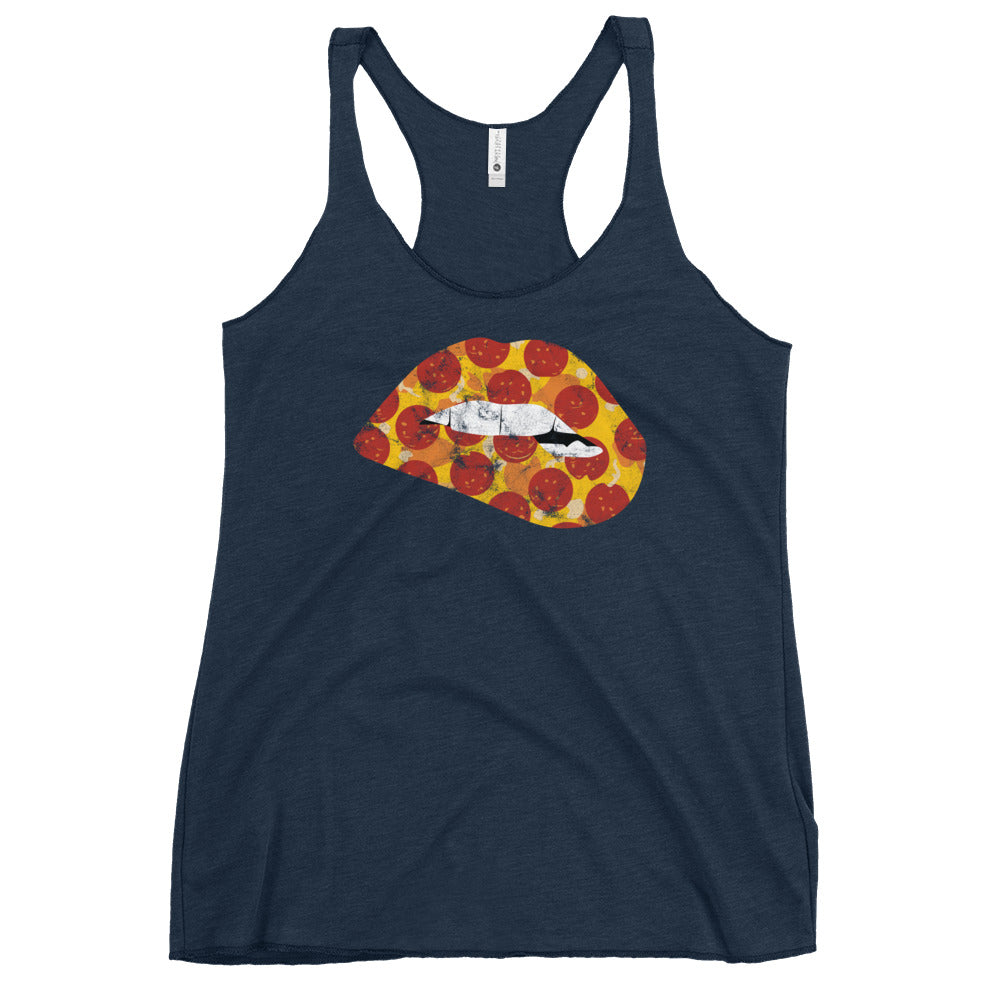 Pepperoni Biting Lip Women&#39;s Racerback Tank