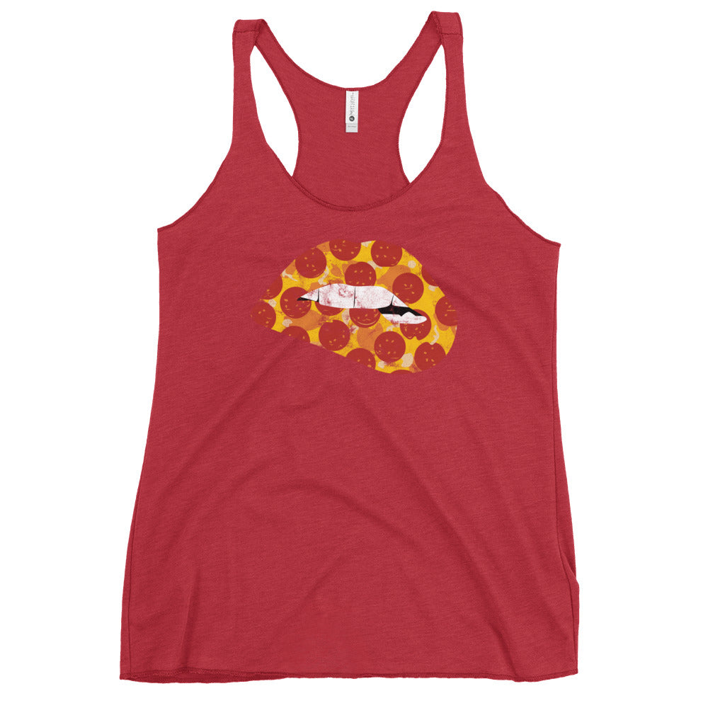Pepperoni Biting Lip Women&#39;s Racerback Tank