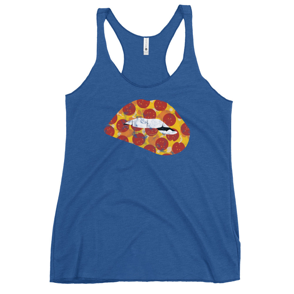Pepperoni Biting Lip Women&#39;s Racerback Tank