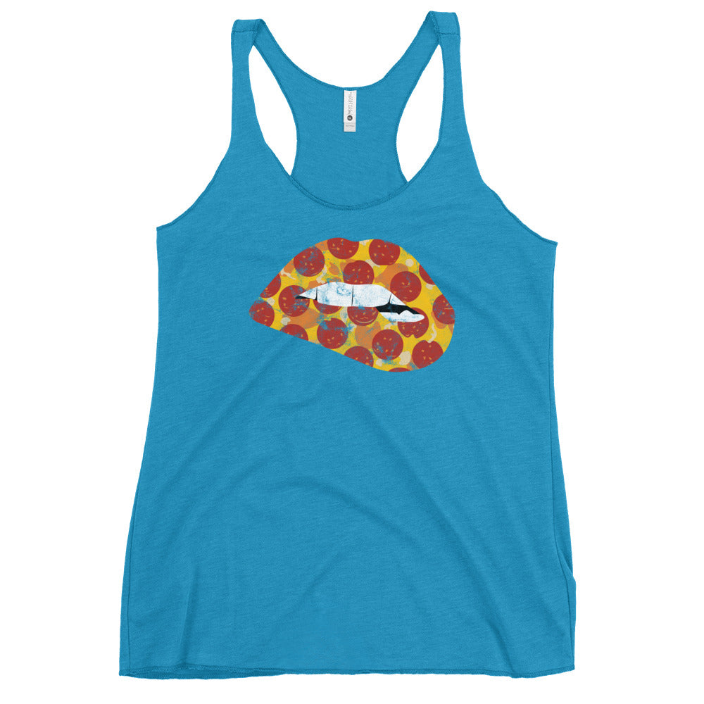Pepperoni Biting Lip Women&#39;s Racerback Tank