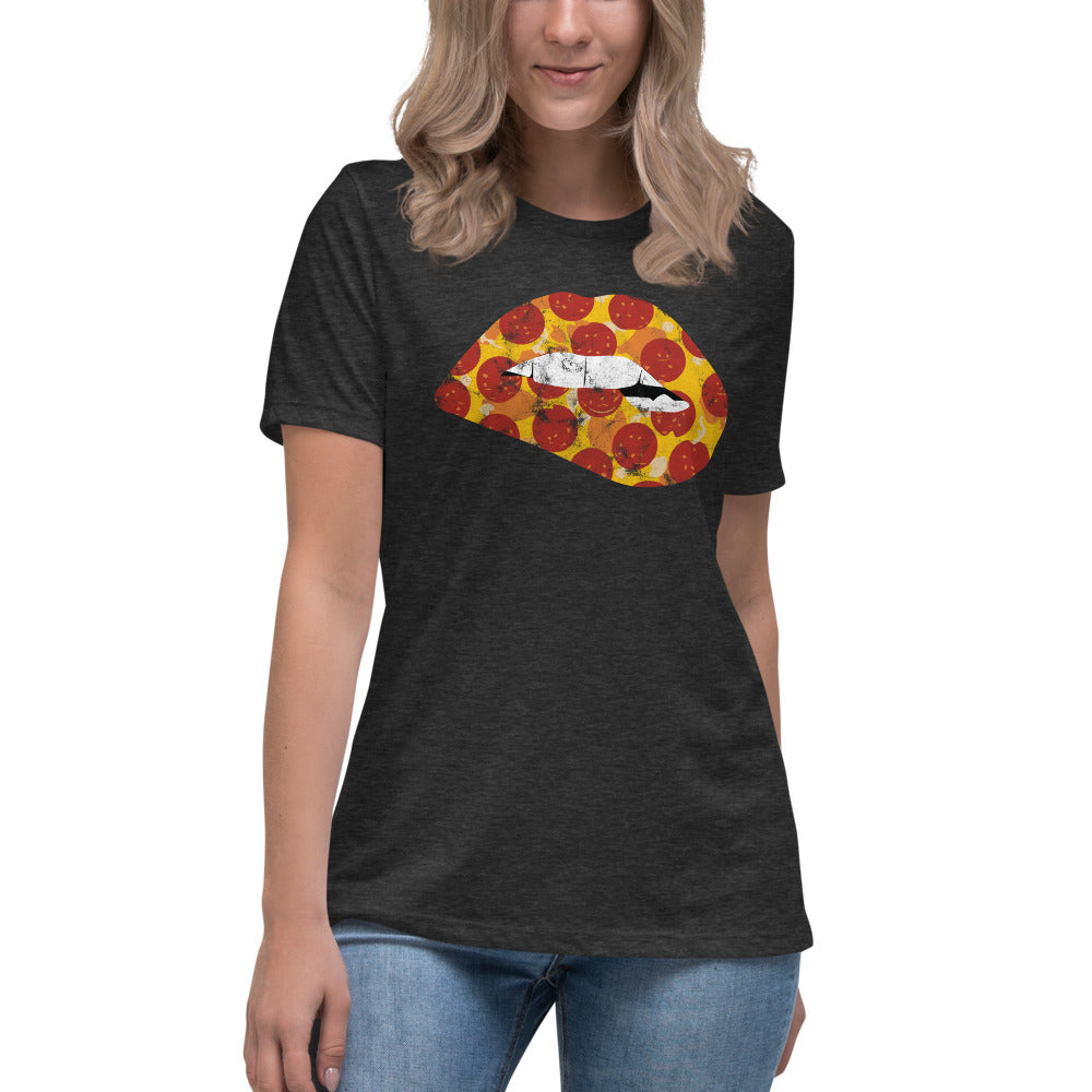 Pepperoni Biting Lip Women&#39;s Relaxed T-Shirt