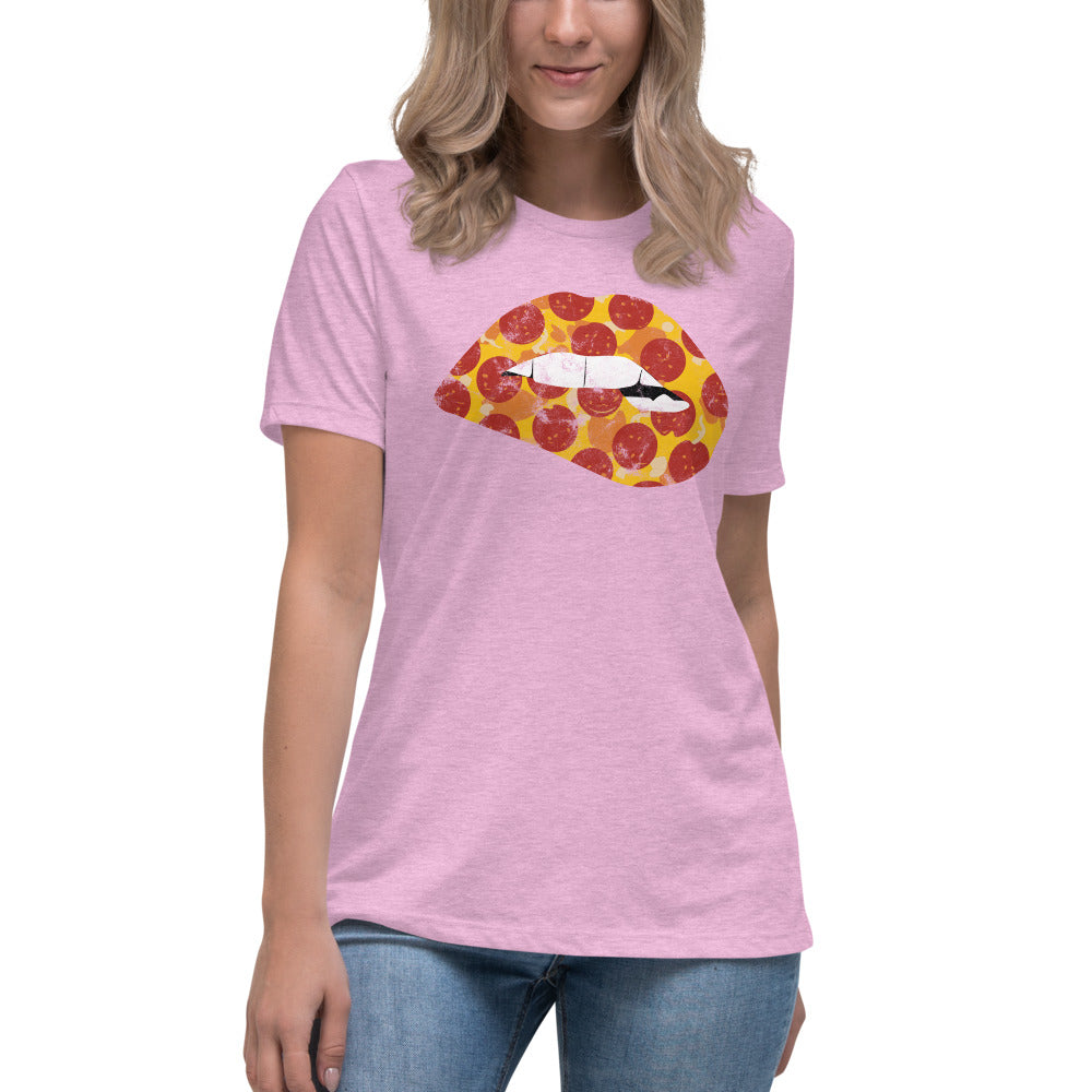 Pepperoni Biting Lip Women&#39;s Relaxed T-Shirt