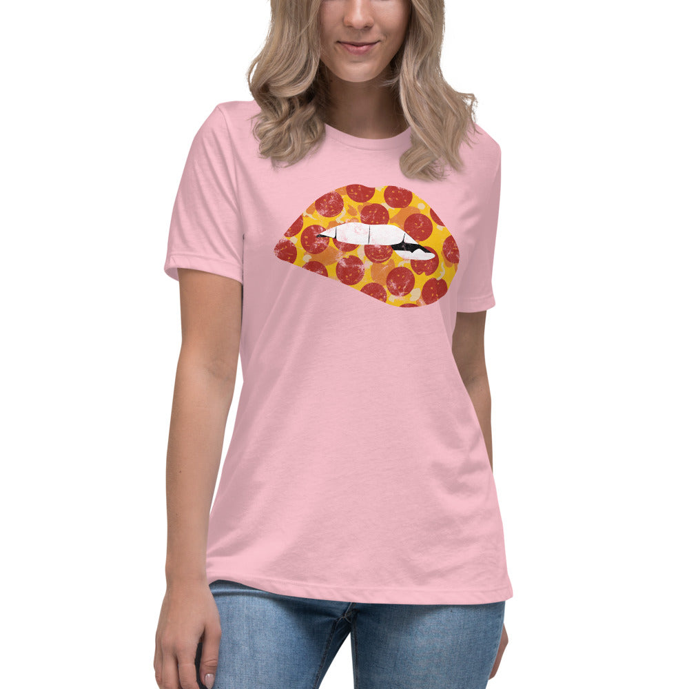 Pepperoni Biting Lip Women&#39;s Relaxed T-Shirt
