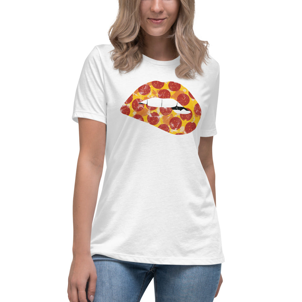 Pepperoni Biting Lip Women&#39;s Relaxed T-Shirt